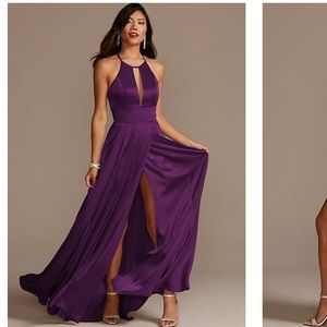 Galina Signature Collection Charmeuse Keyhole Crisscross Back Bridesmaid Dress